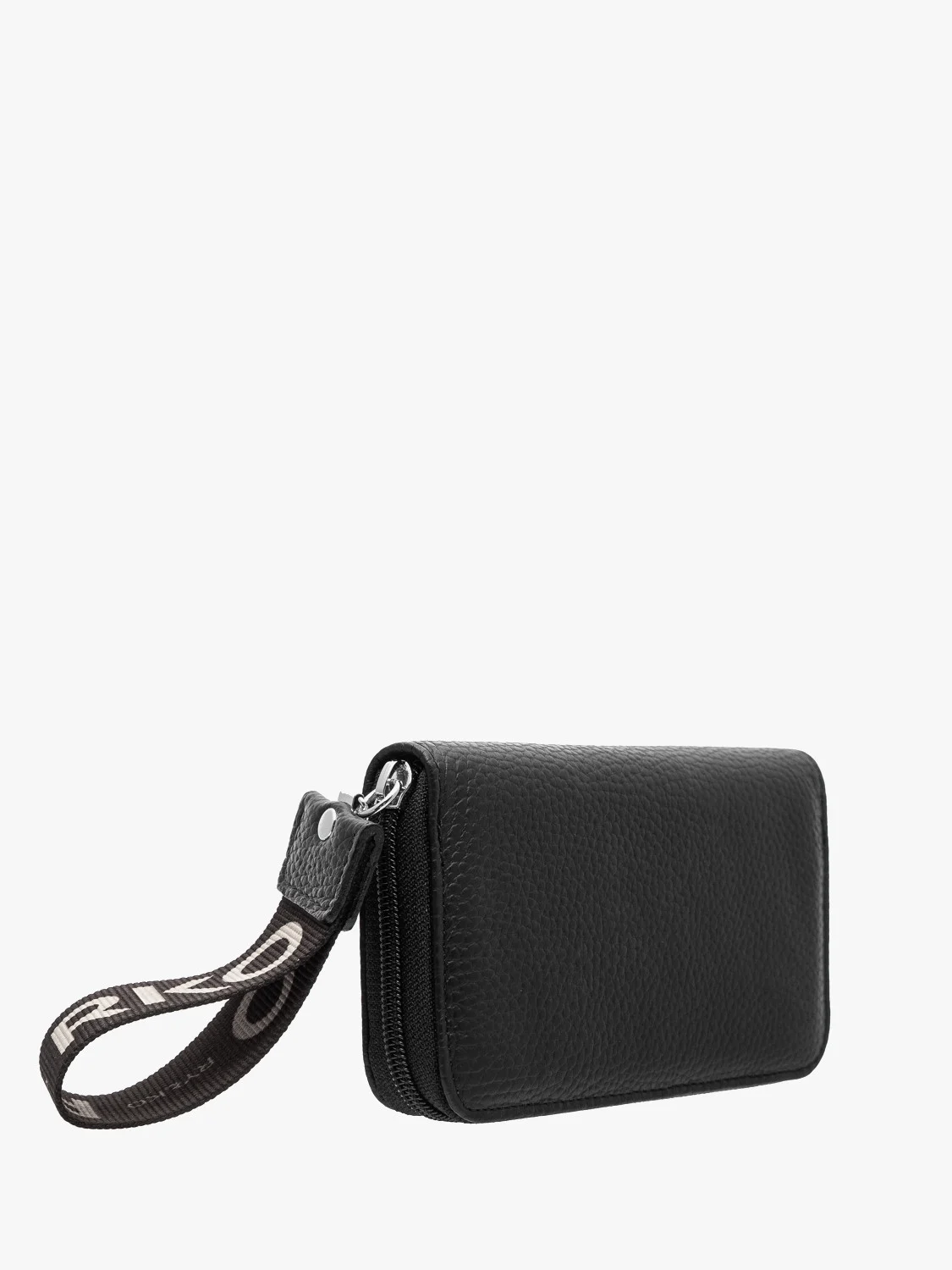 Czarny portfel z ozdobną taśmą