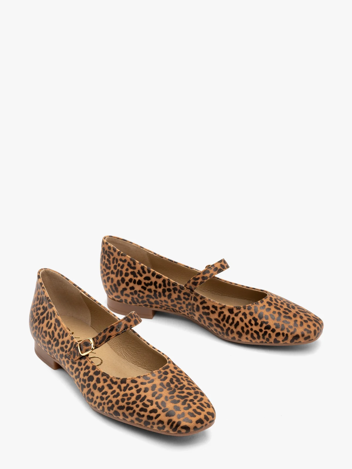 Baleriny w panterkę z paskiem w stylu Mary Jane