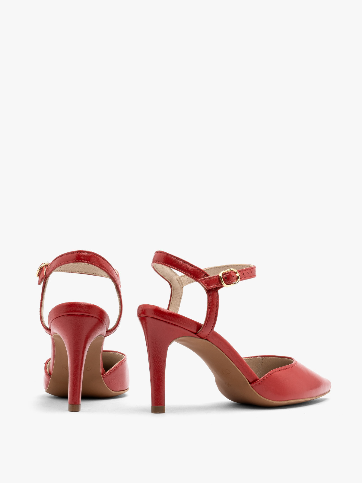 Czerwone czółenka damskie z odkrytą piętą