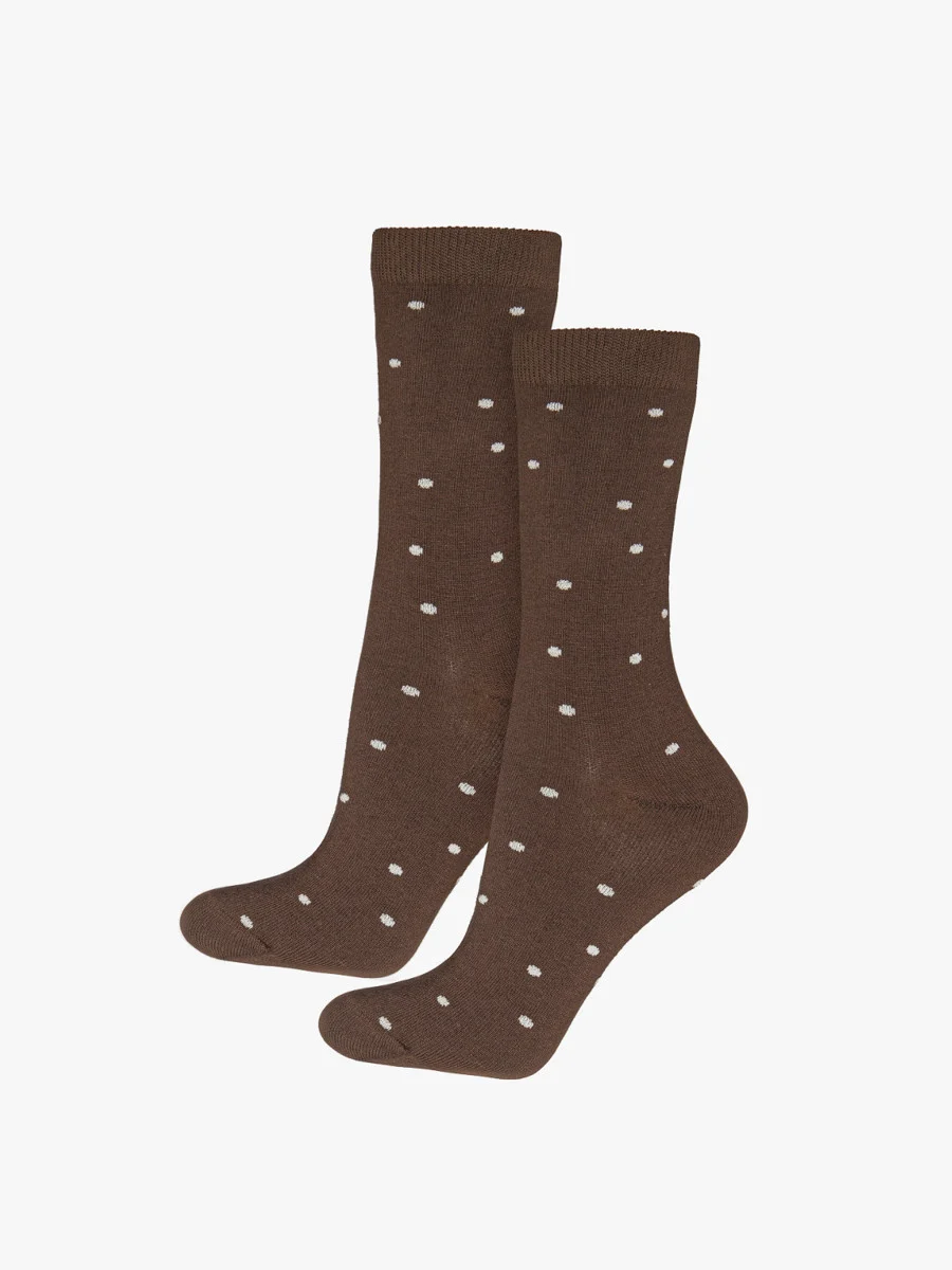 Brązowe skarpety damskie w kropki