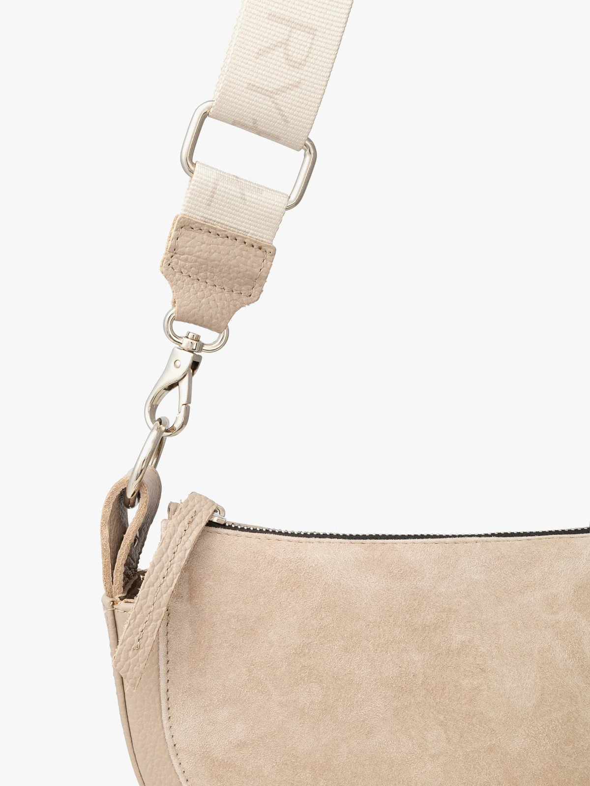 Beżowa torebka na szerokim pasku z taśmy
