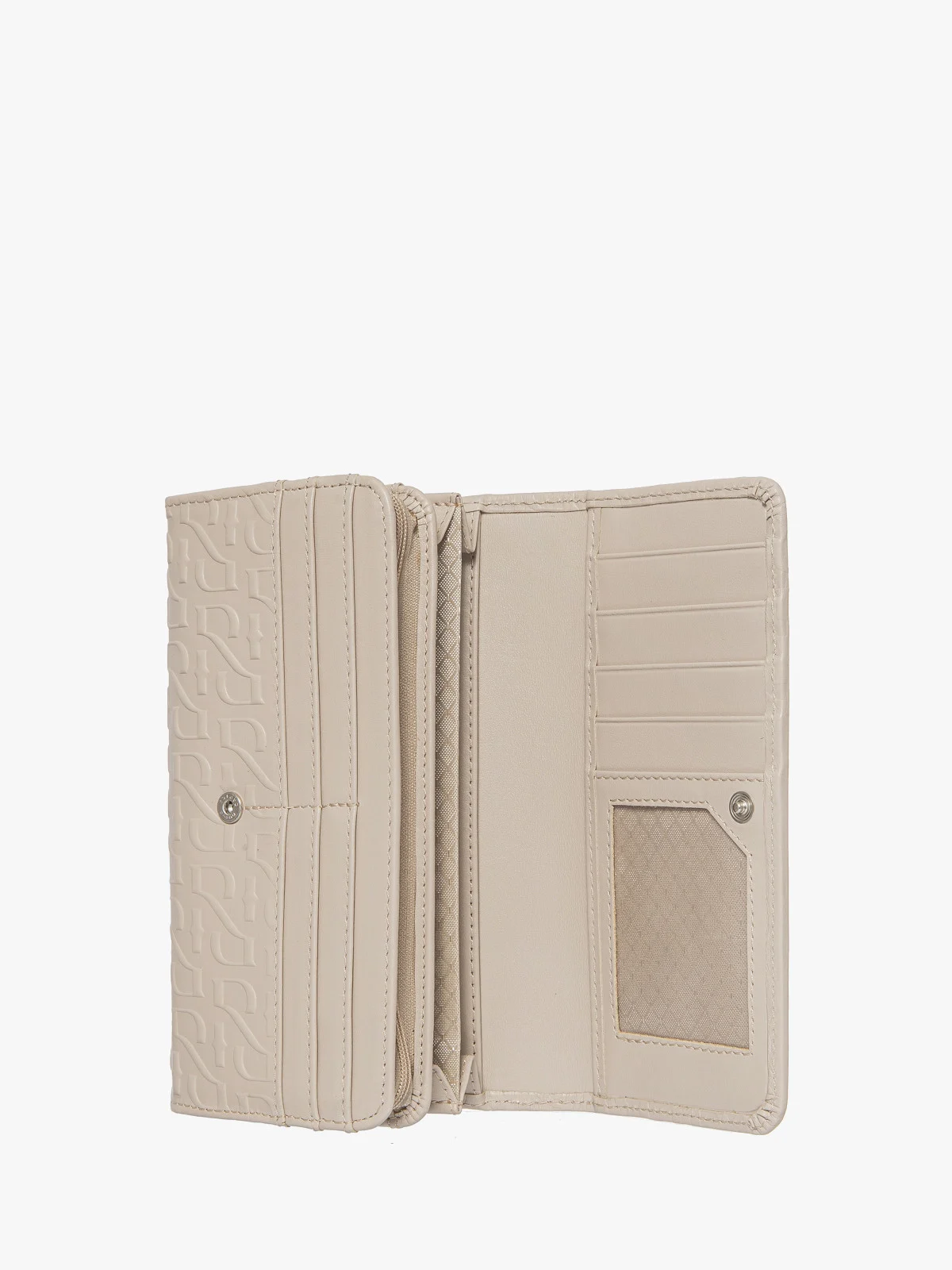 Wytłaczany beżowy portfel damski