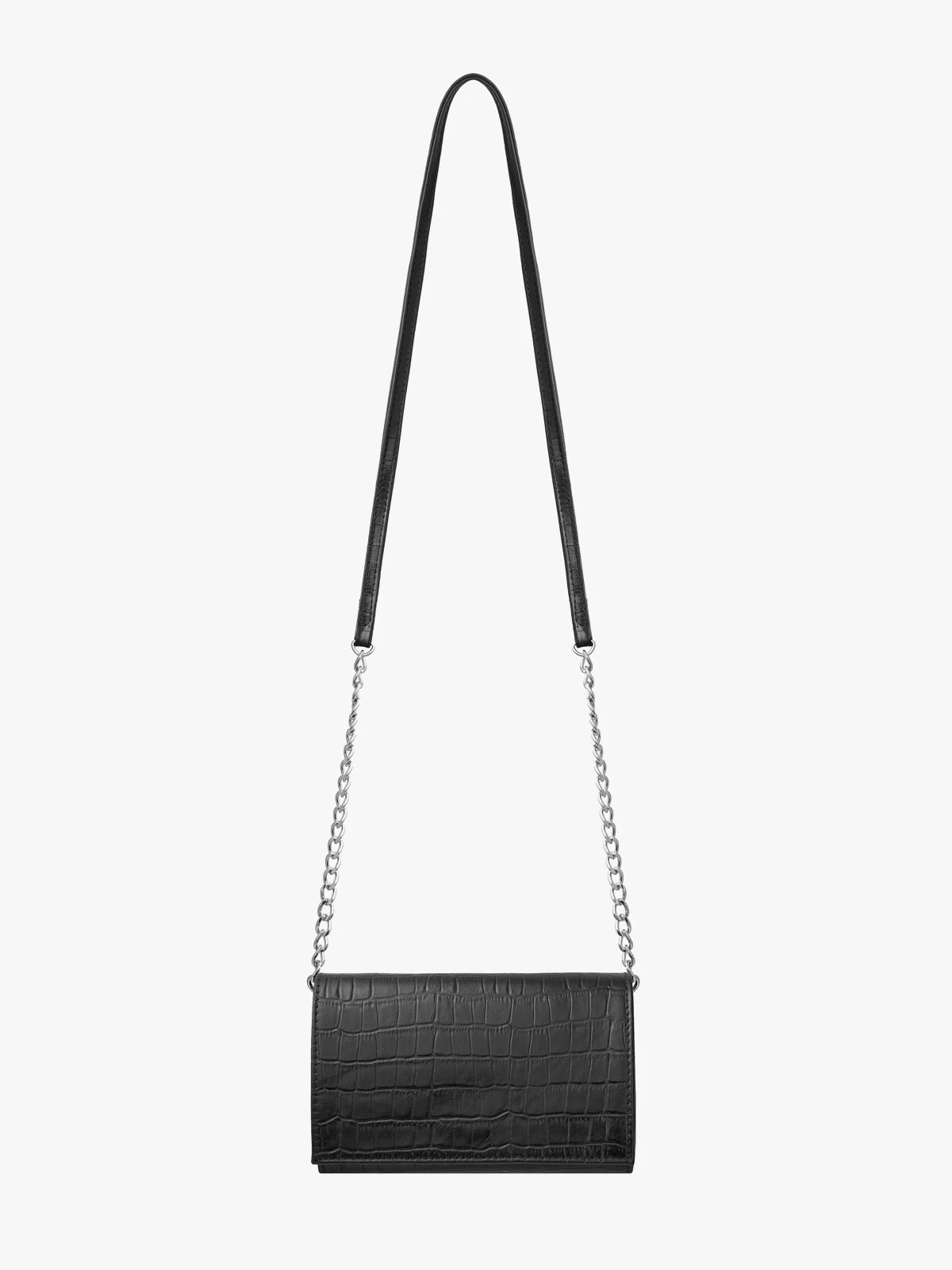 Mała czarna torebka z ozdobną fakturą