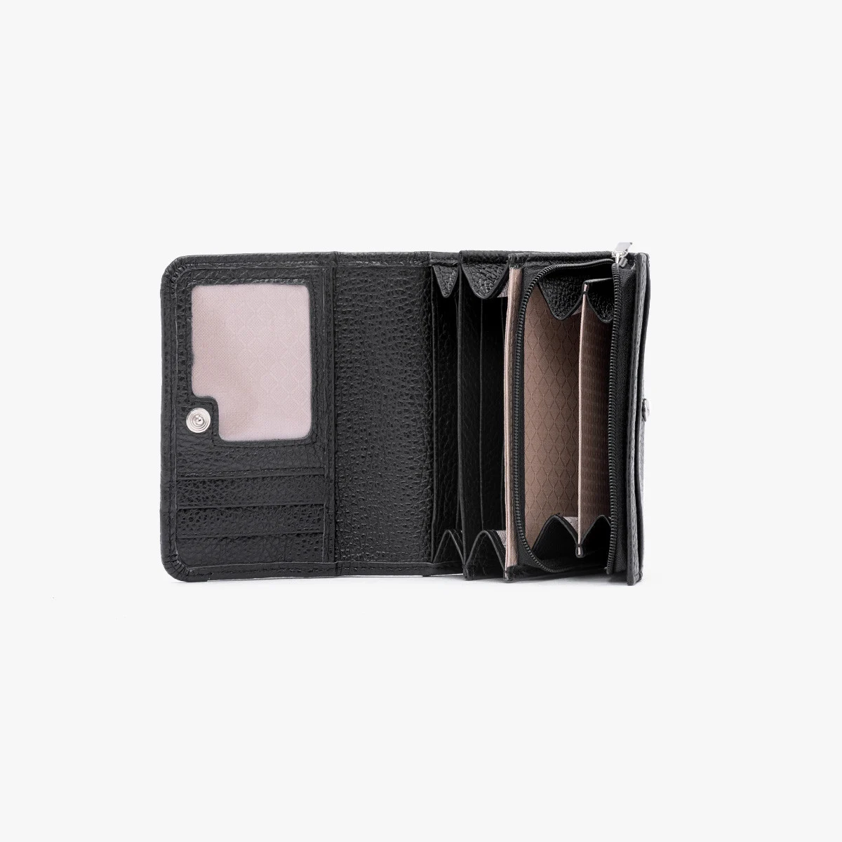 Czarny portfel ze srebrnym detalem