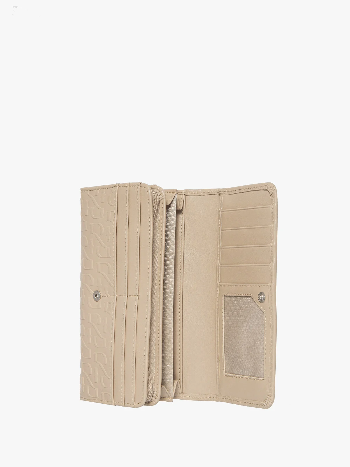 Wytłaczany beżowy portfel damski