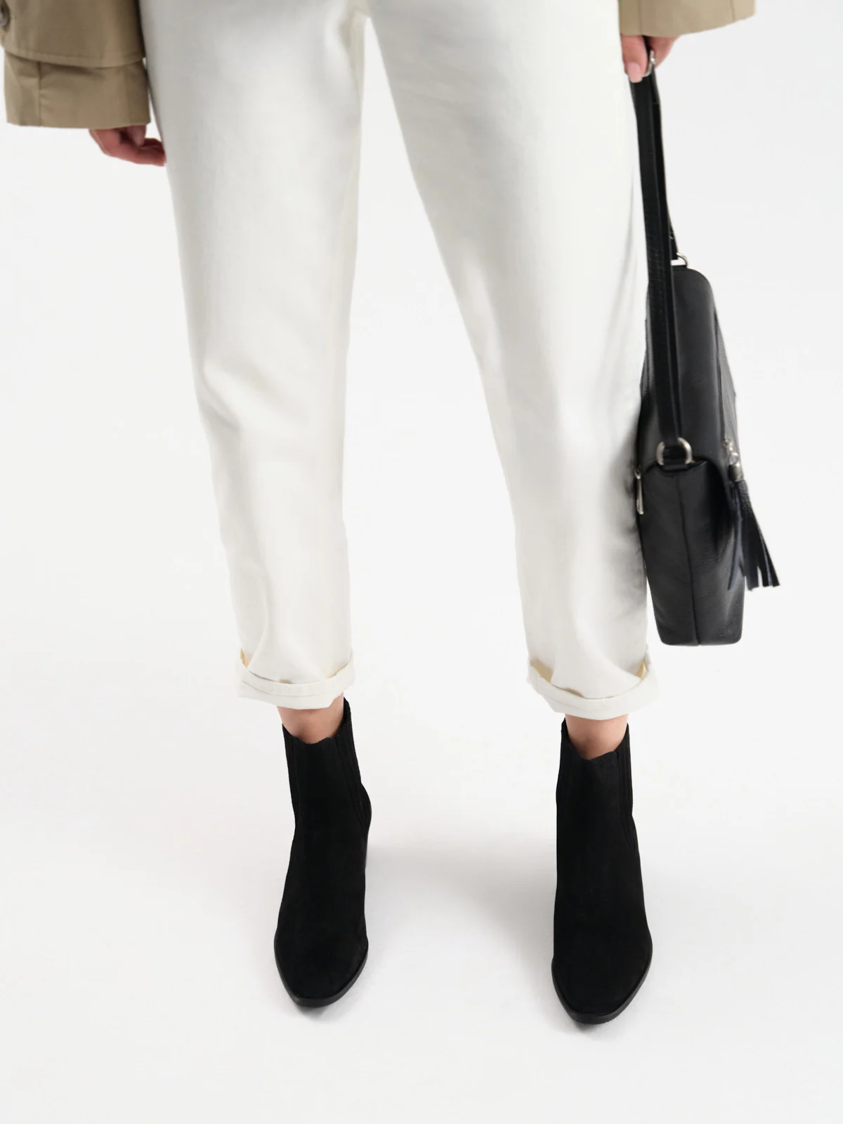 Welurowe sztyblety damskie na obcasie