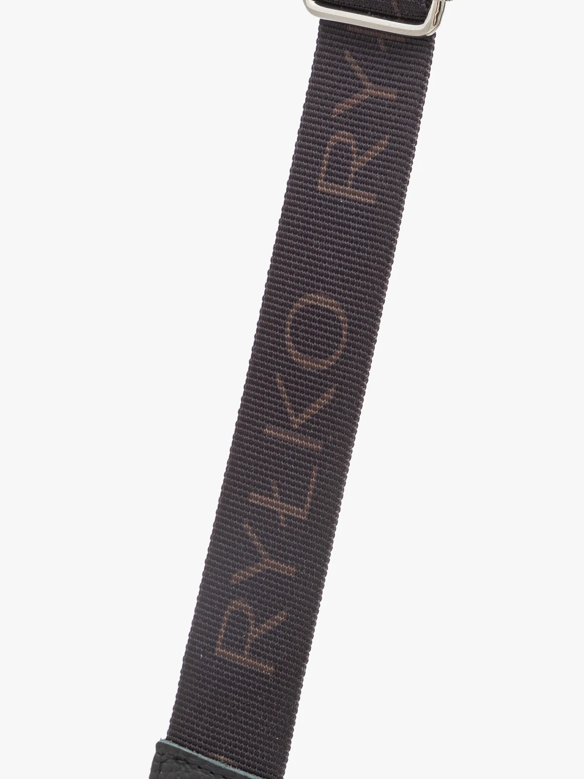 Mała, czarna torebka na szerokim pasku z taśmy