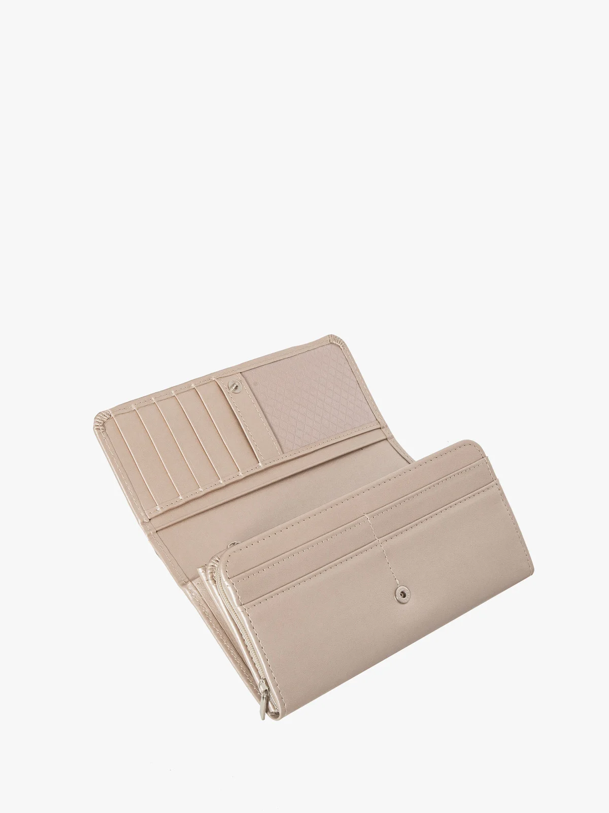 Platynowy portfel damski z ozdobnym detalem