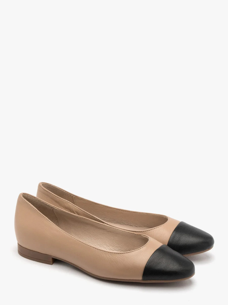 Beżowo-czarne baleriny
