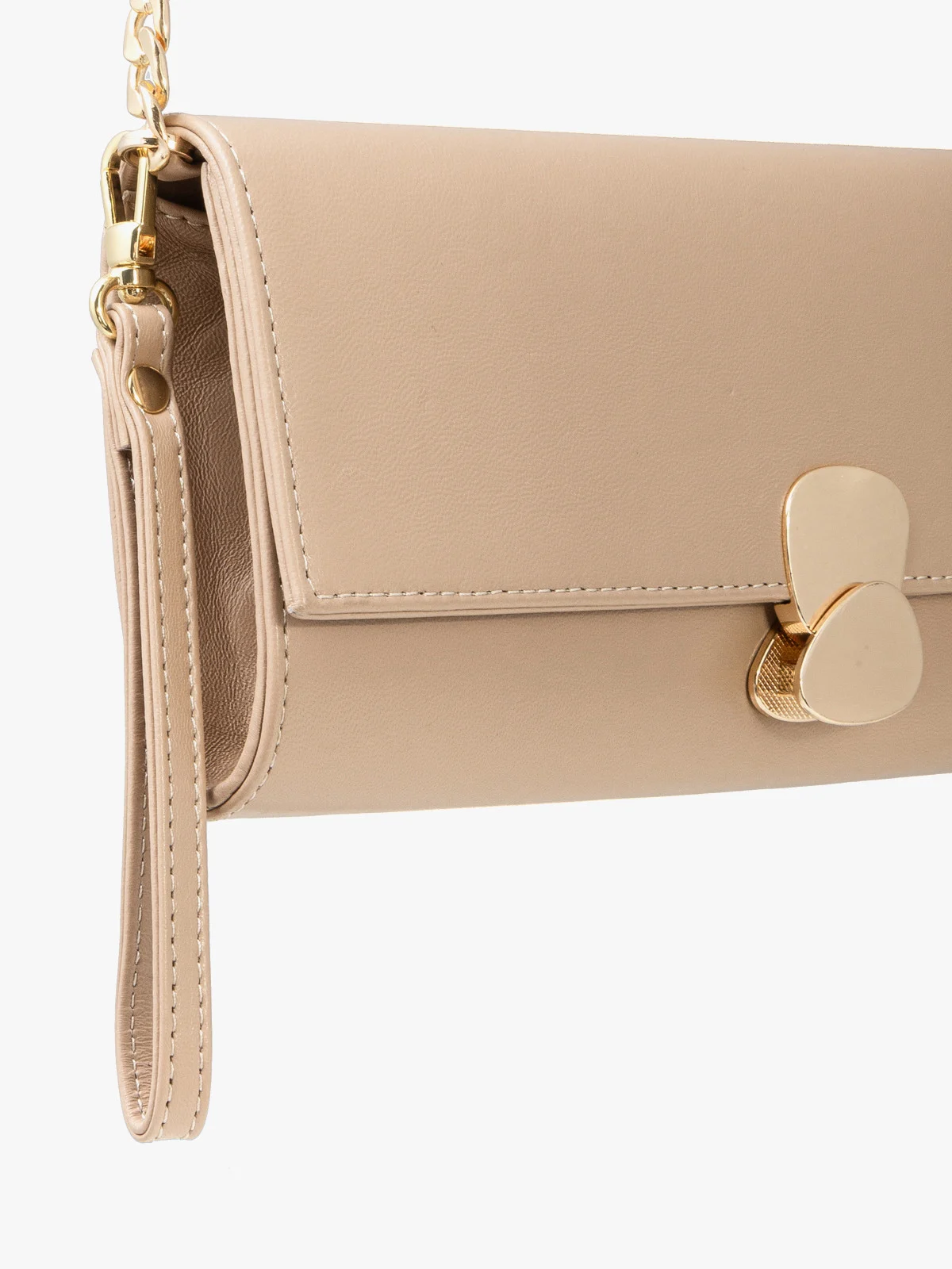 Elegancka beżowa torebka z ozdobnym zapięciem