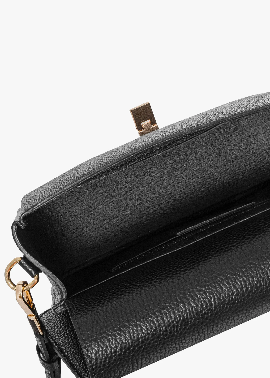 Mała, elegancka torebka na pasku ze złotymi detalami