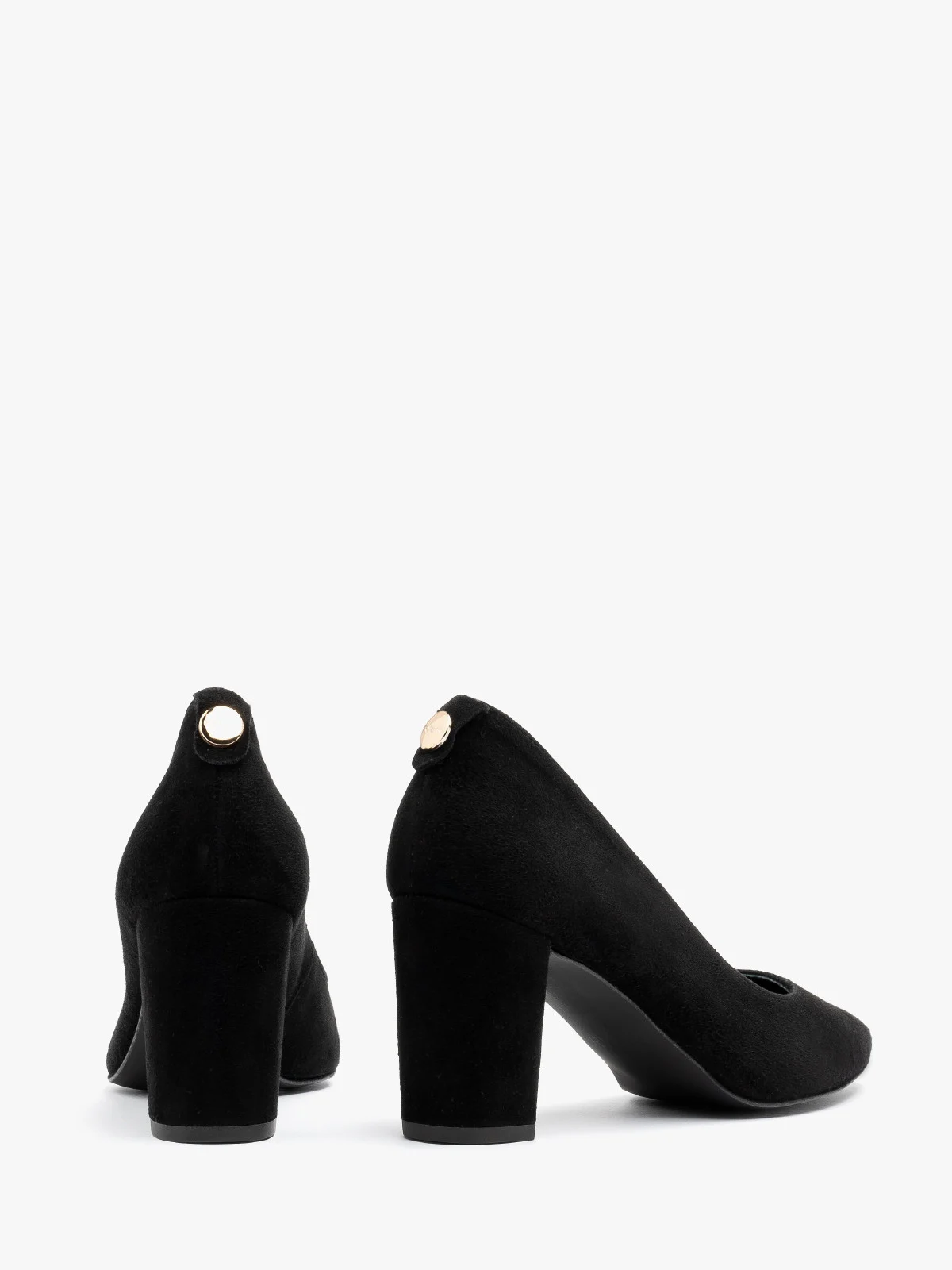 Welurowe czółenka damskie na słupkowym obcasie