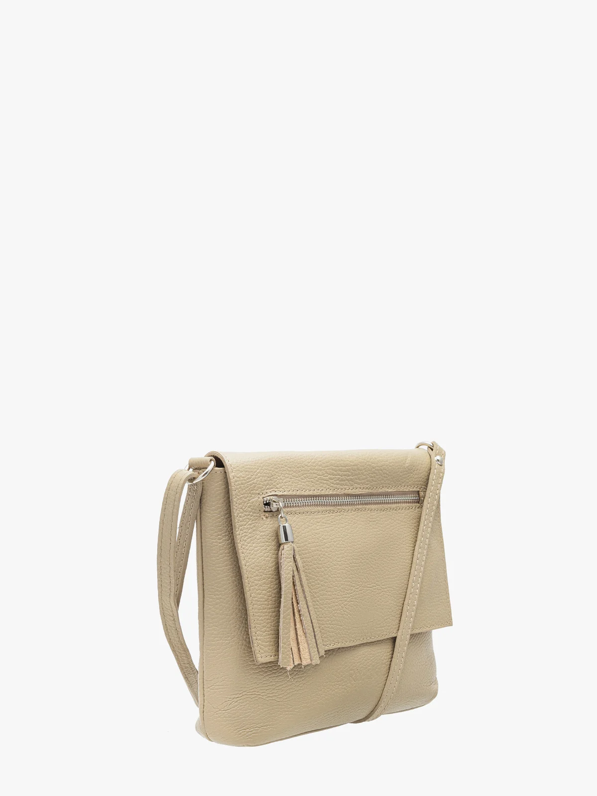 Ciemnobeżowa torebka listonoszka średniej wielkości