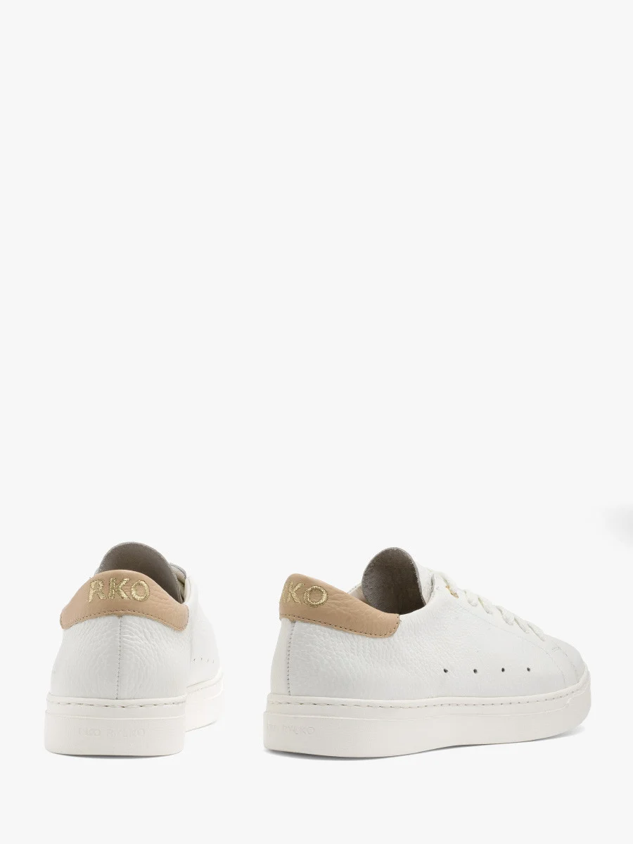 Białe półbuty sportowe z beżową wstawką na pięcie