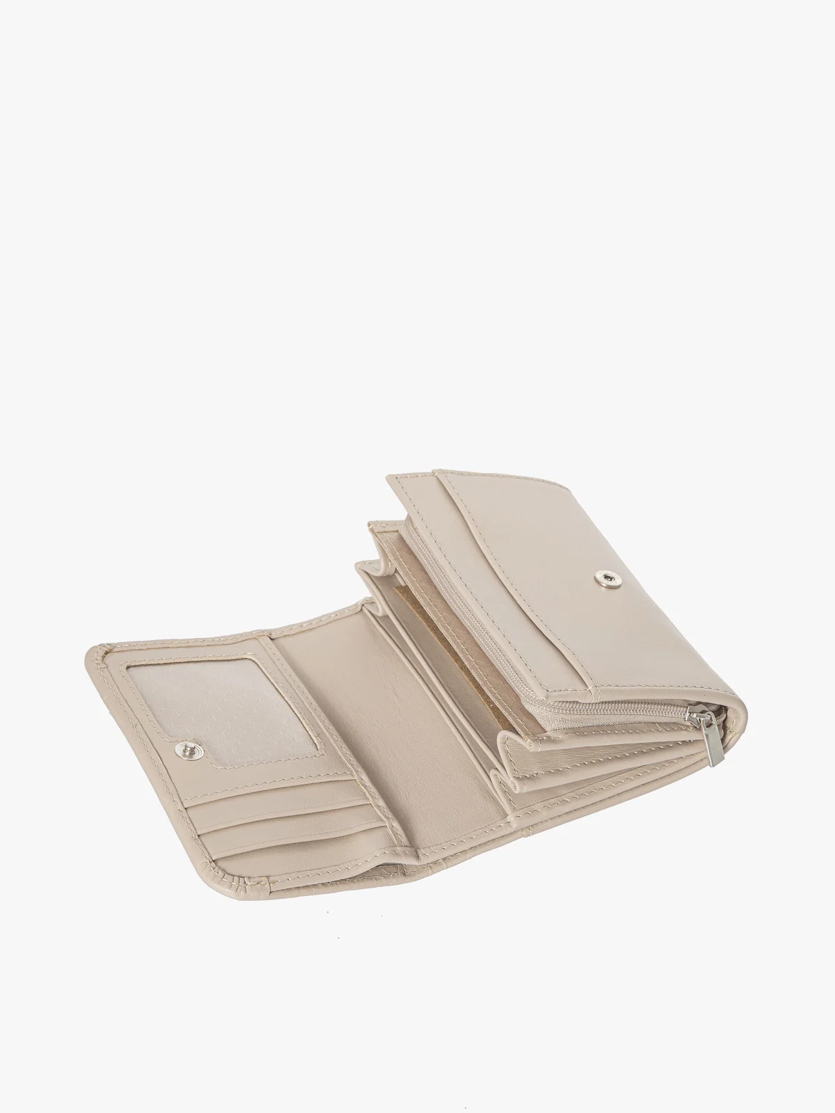 Wytłaczany beżowy portfel damski