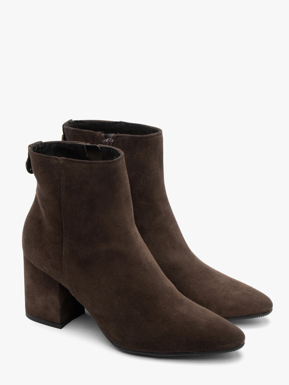Brązowe botki ze skóry welurowej