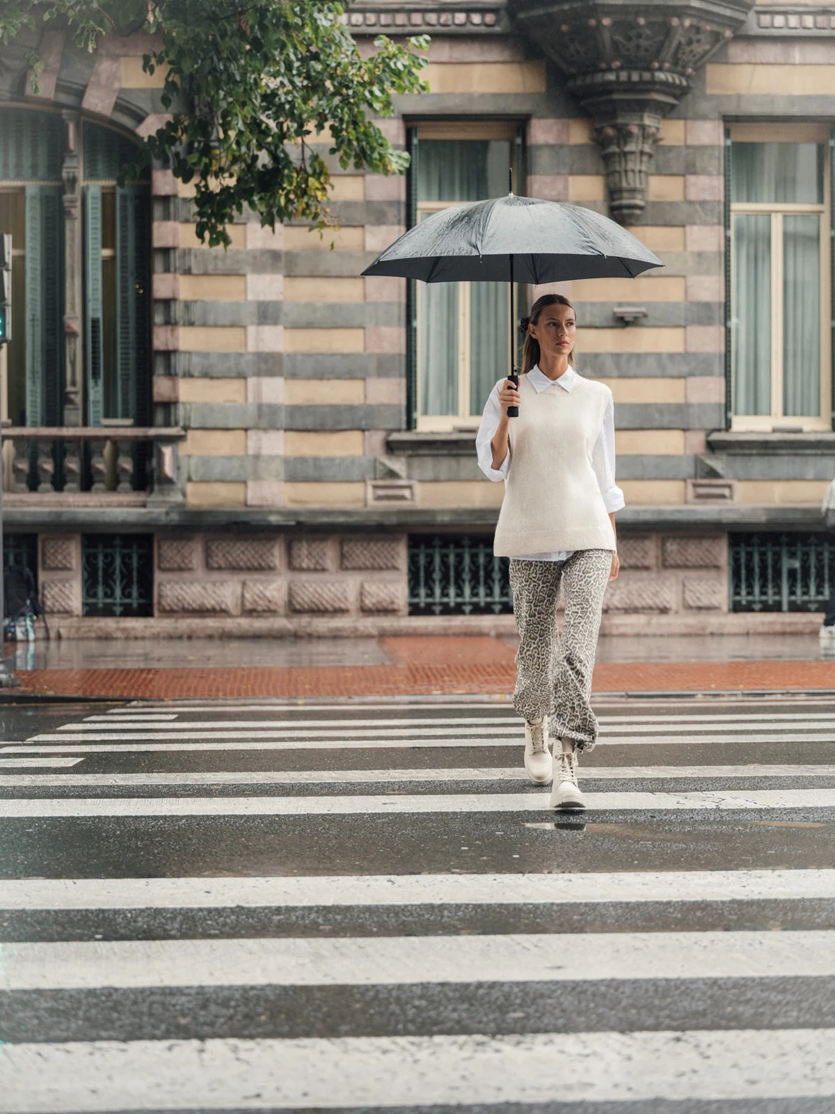 Kremowe trzewiki damskie na masywnym spodzie