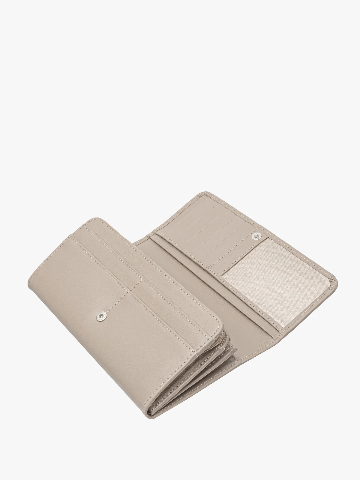 Beżowy portfel damski ze srebrnymi detalami