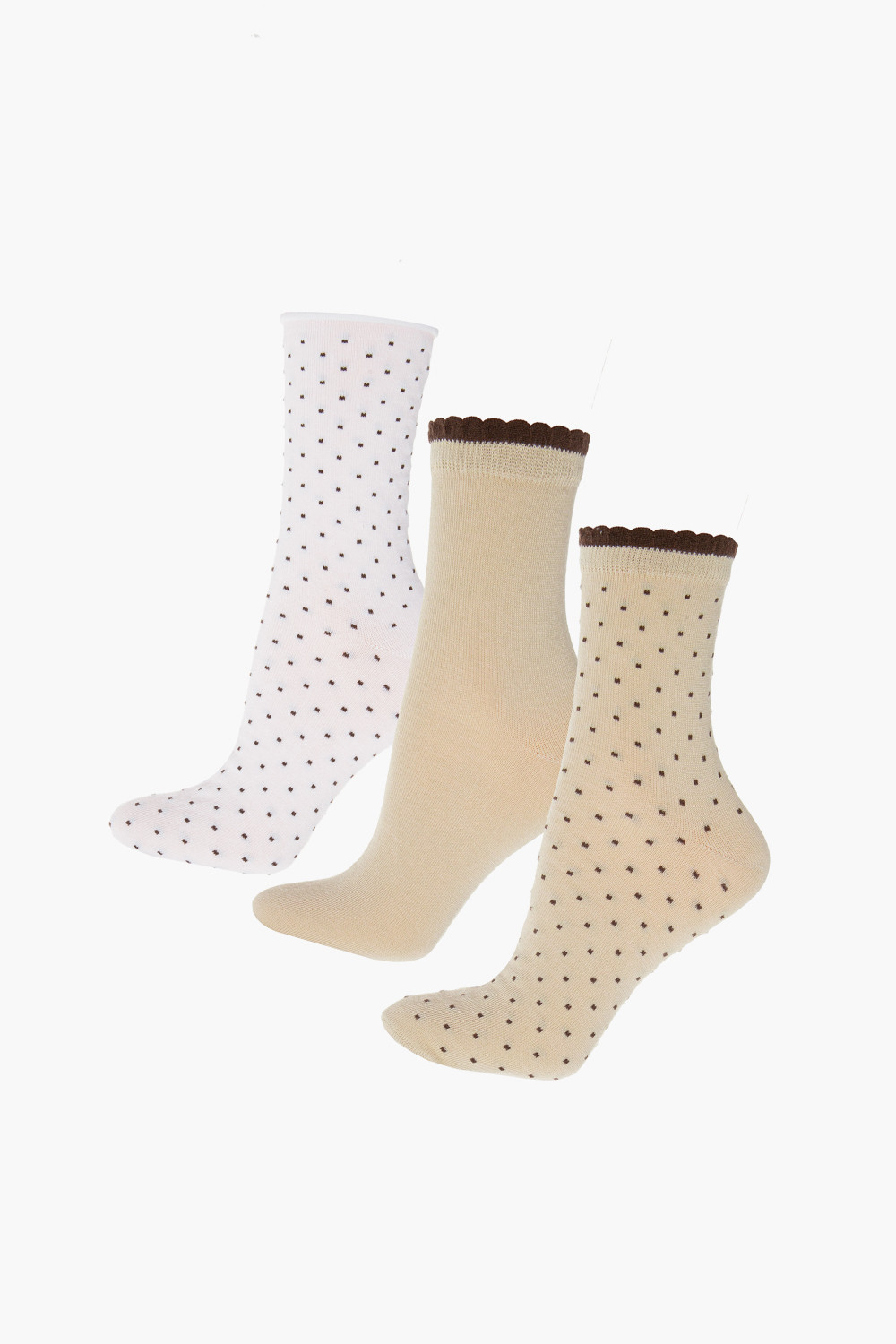 Beżowo-brązowy trójpak skarpet damskich