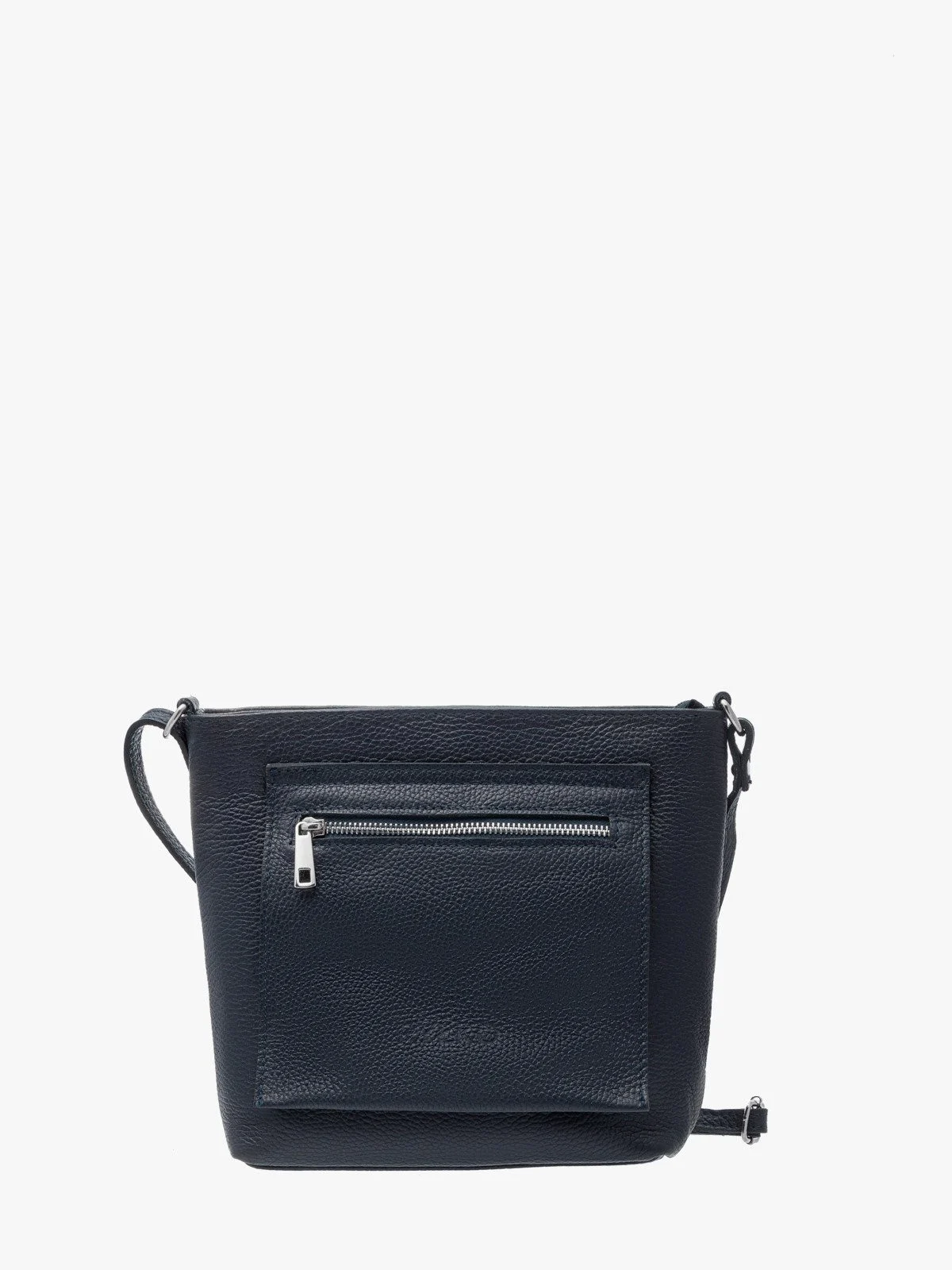 Granatowa torebka typu listonoszka z zewnętrzną kieszenią