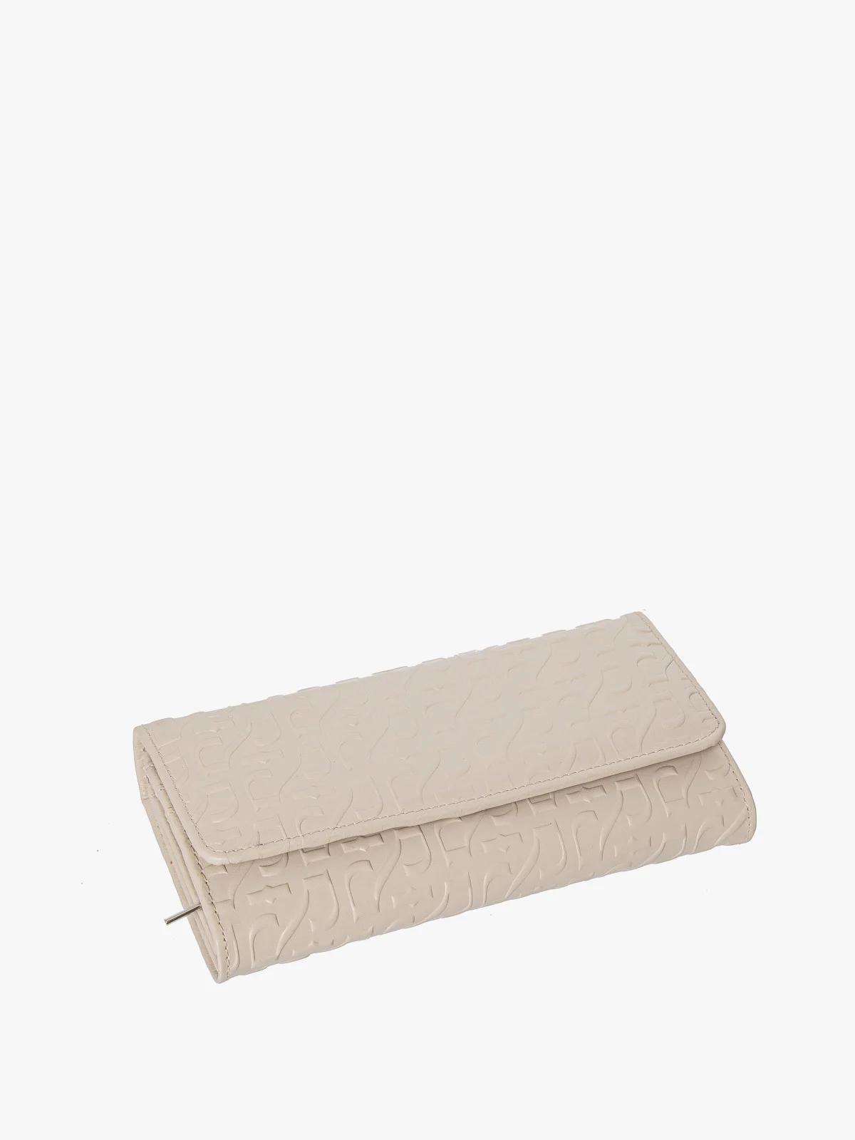 Wytłaczany beżowy portfel damski