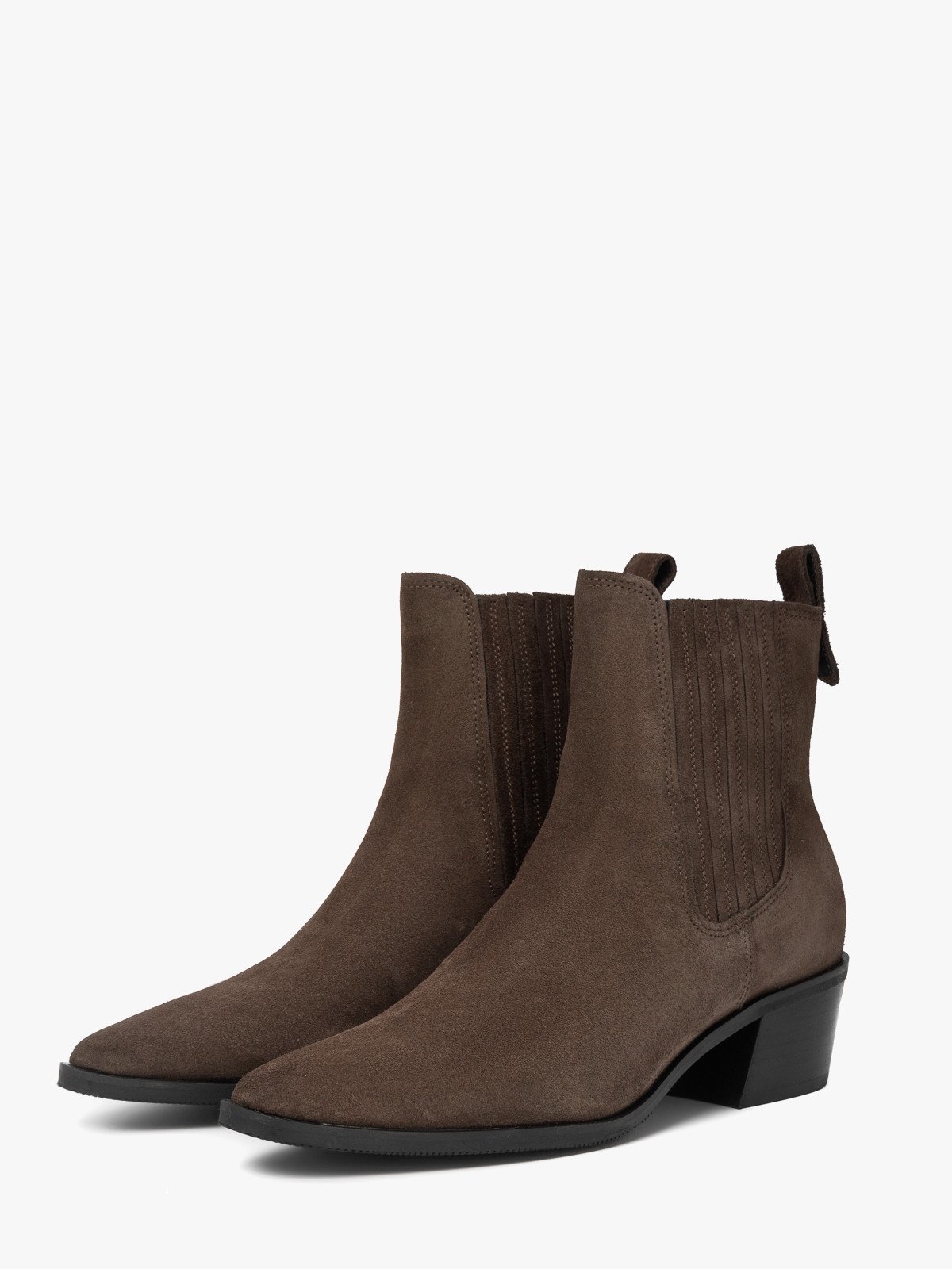 Brązowe sztyblety damskie na obcasie