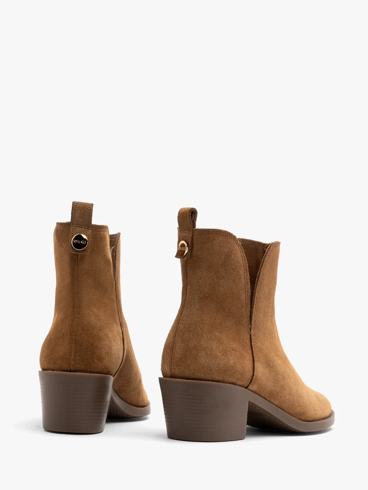 Welurowe botki z wyciętą cholewką