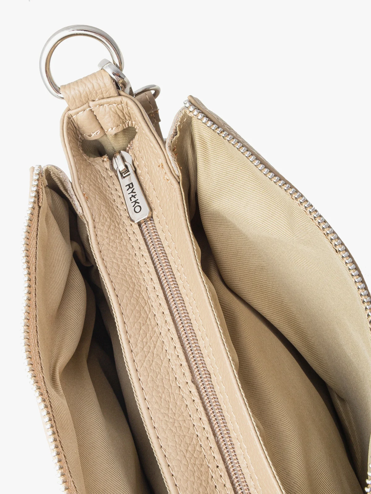 Ciemnobeżowa torebka z regulowanym paskiem