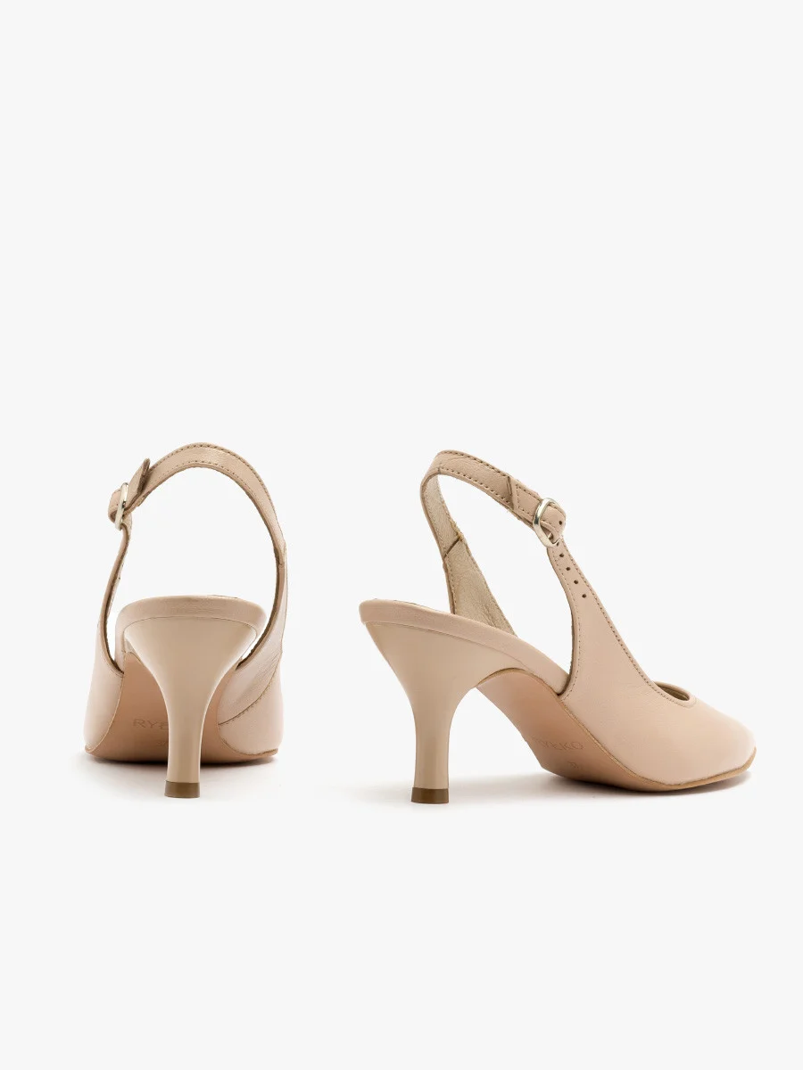 Beżowe czółenka z odkrytą piętą