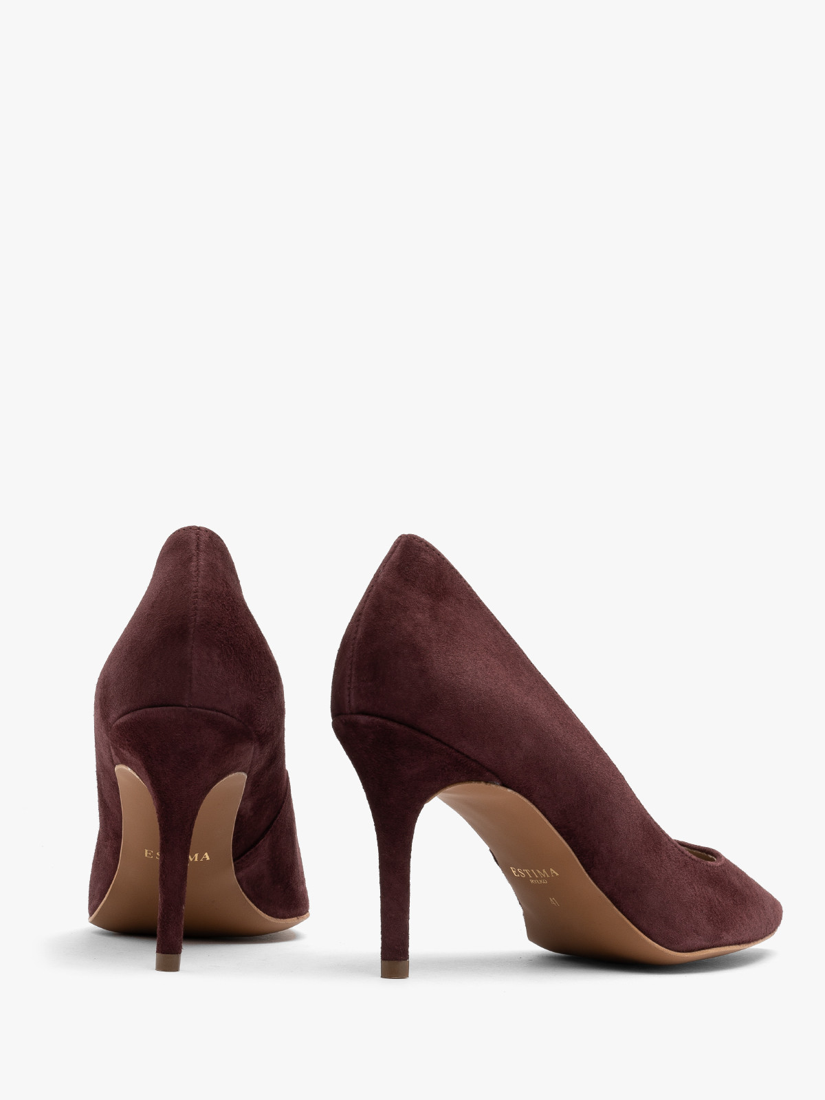 Welurowe czółenka na szpilce w bordowym kolorze
