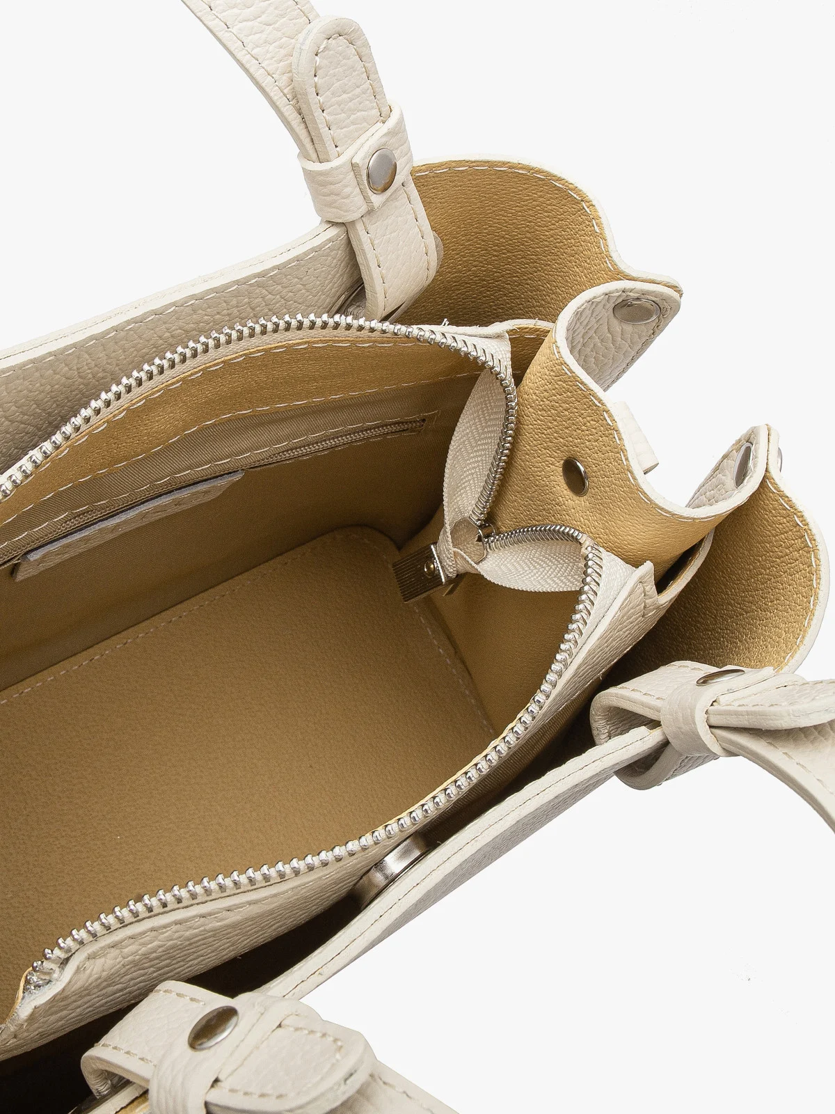 Kremowa torebka damska z dwoma paskami