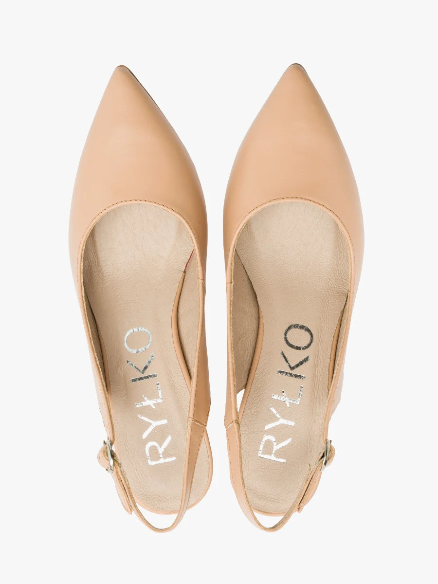 Beżowe czółenka z odkrytą piętą