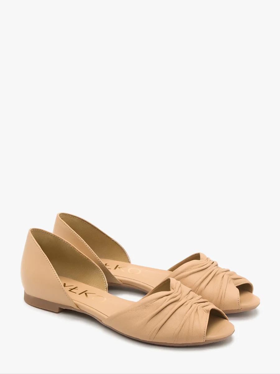 Beżowe baleriny z odkrytymi palcami