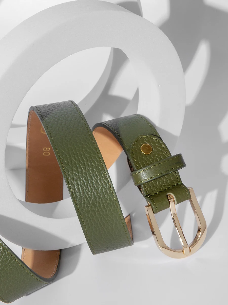 Oliwkowy pasek damski