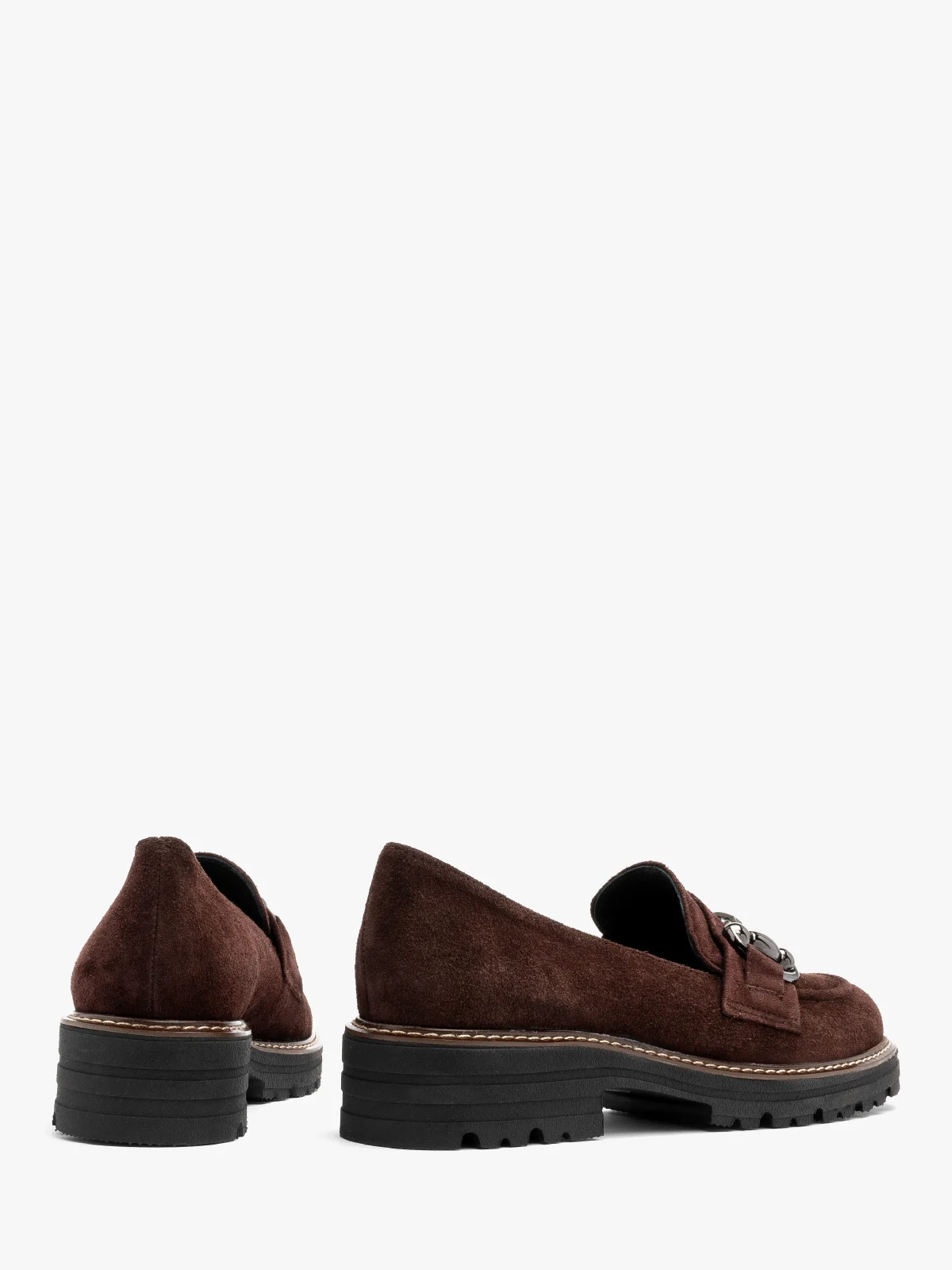 Bordowe mokasyny z ozdobą na cholewce