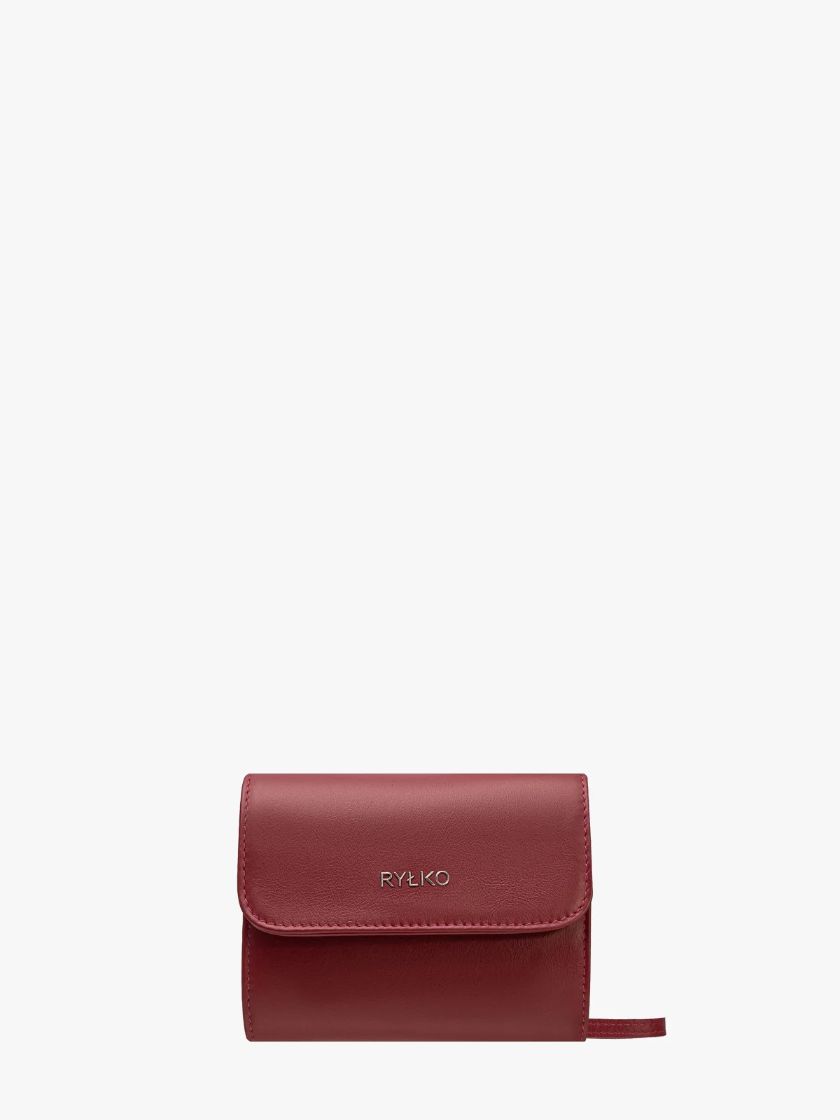 Bordowa torebka typu kopertówka na łańcuszkowym pasku