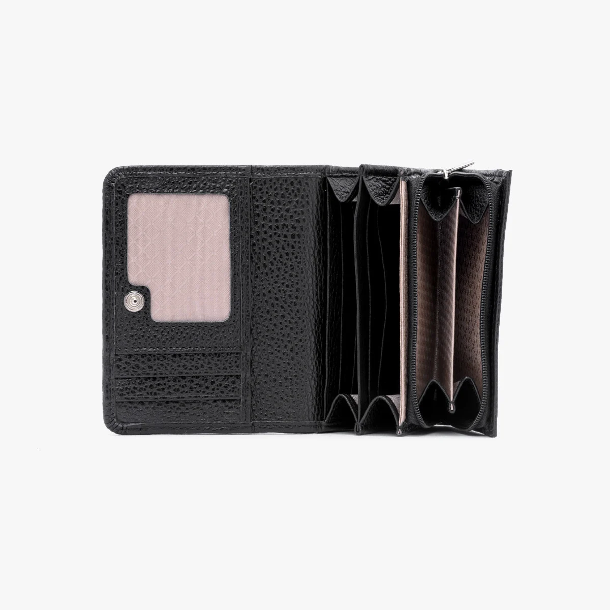 Czarny portfel ze srebrnymi detalami