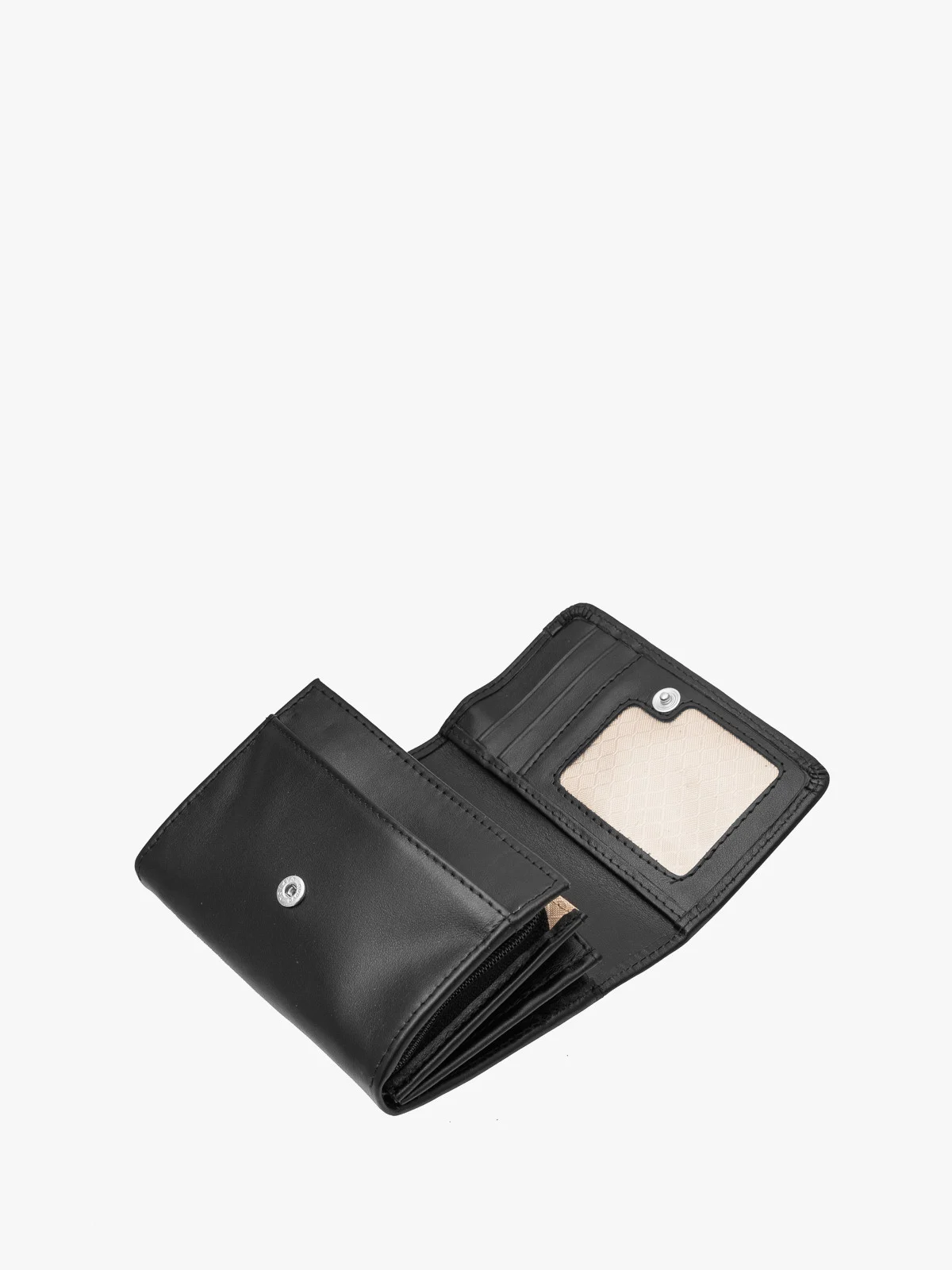 Czarny portfel damski ze srebrnymi detalami