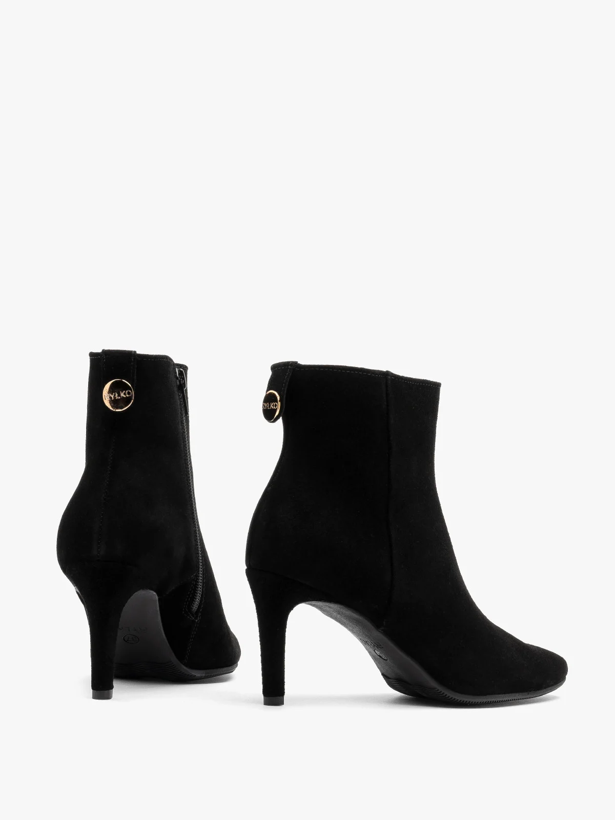 Czarne, welurowe botki na szpilce