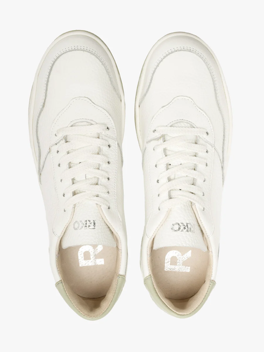 Białe półbuty sportowe z miętową wstawką na pięcie