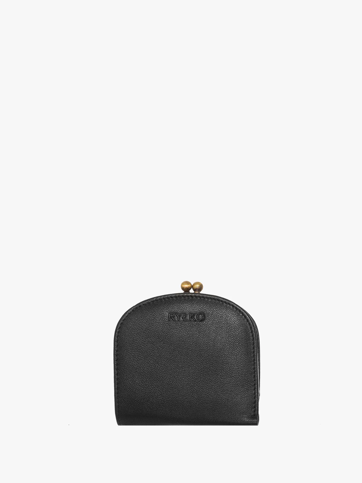 Czarny portfel damski zapinany na bigiel