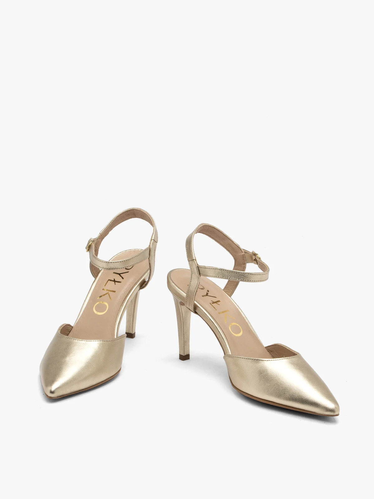 Złote czółenka damskie na szpilce