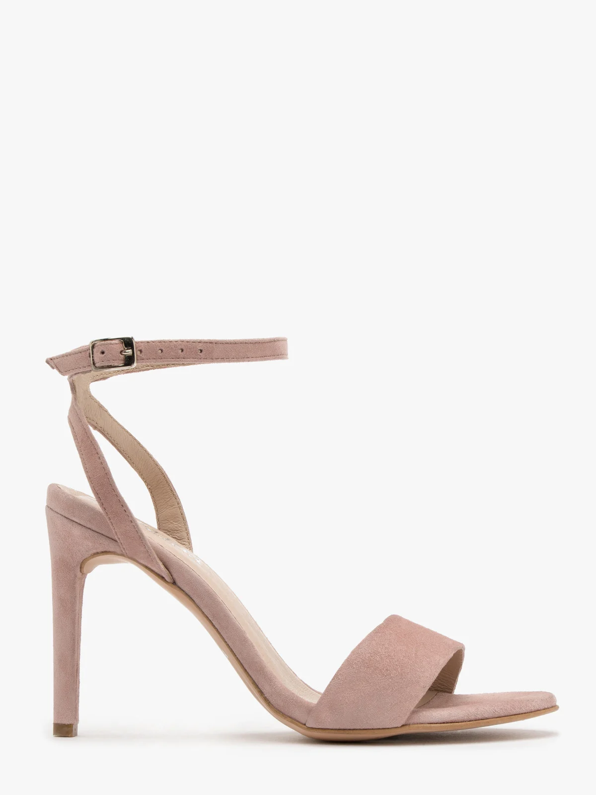 Pudrowo-różowe sandały na wysokiej szpilce