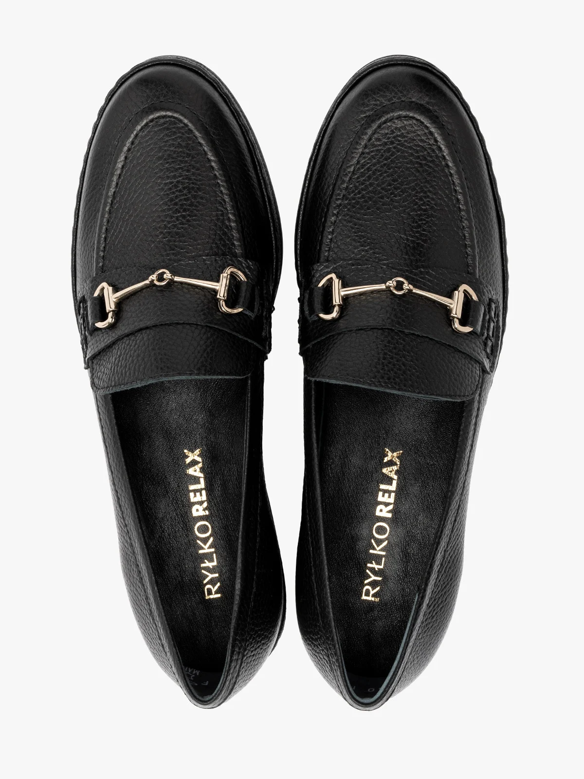 Czarne mokasyny damskie na niskiej platformie