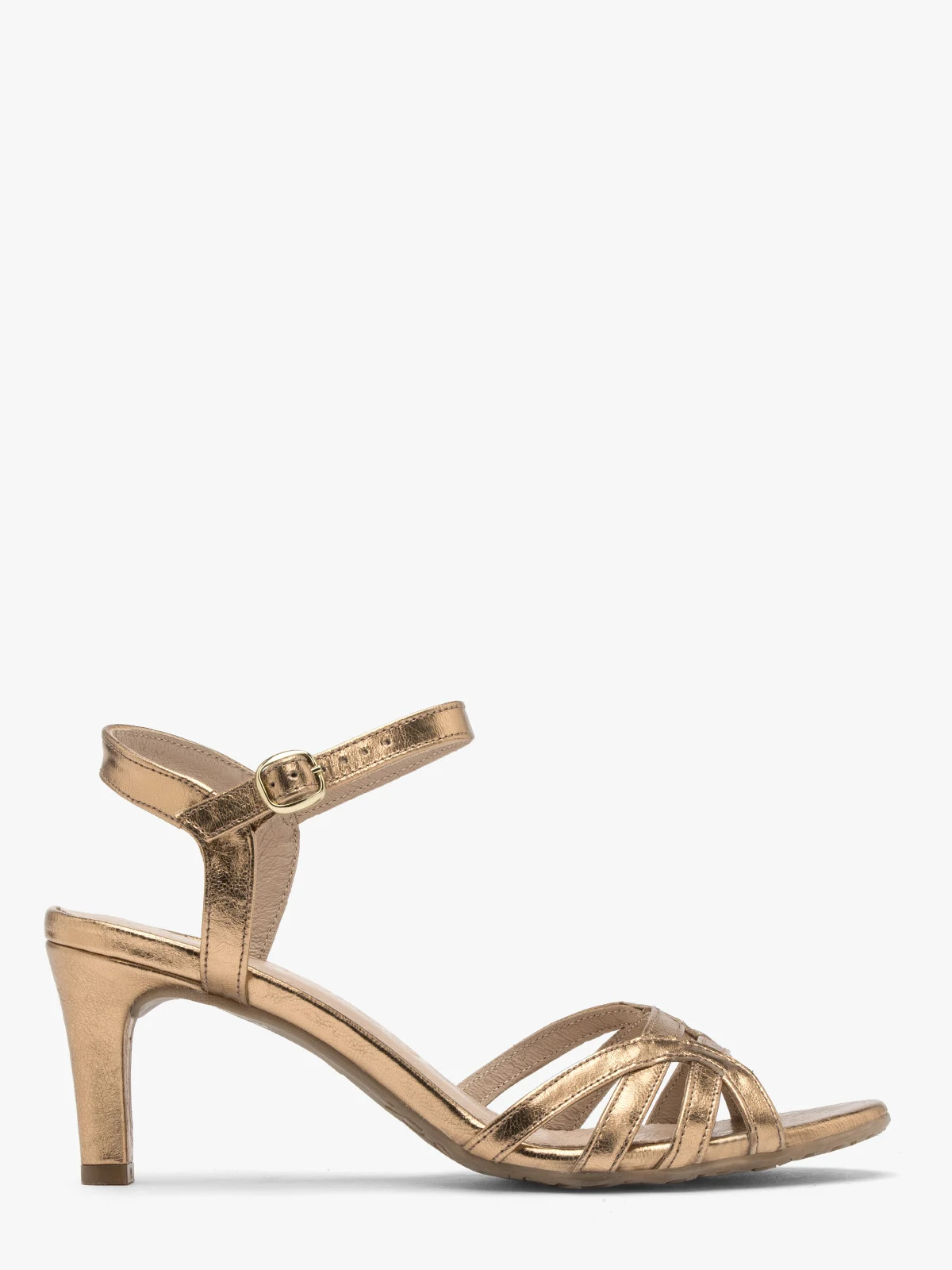 Złote sandały na obcasie