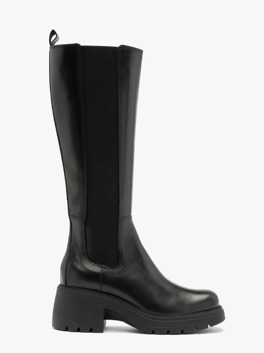 Czarne kozaki z elastyczną gumą