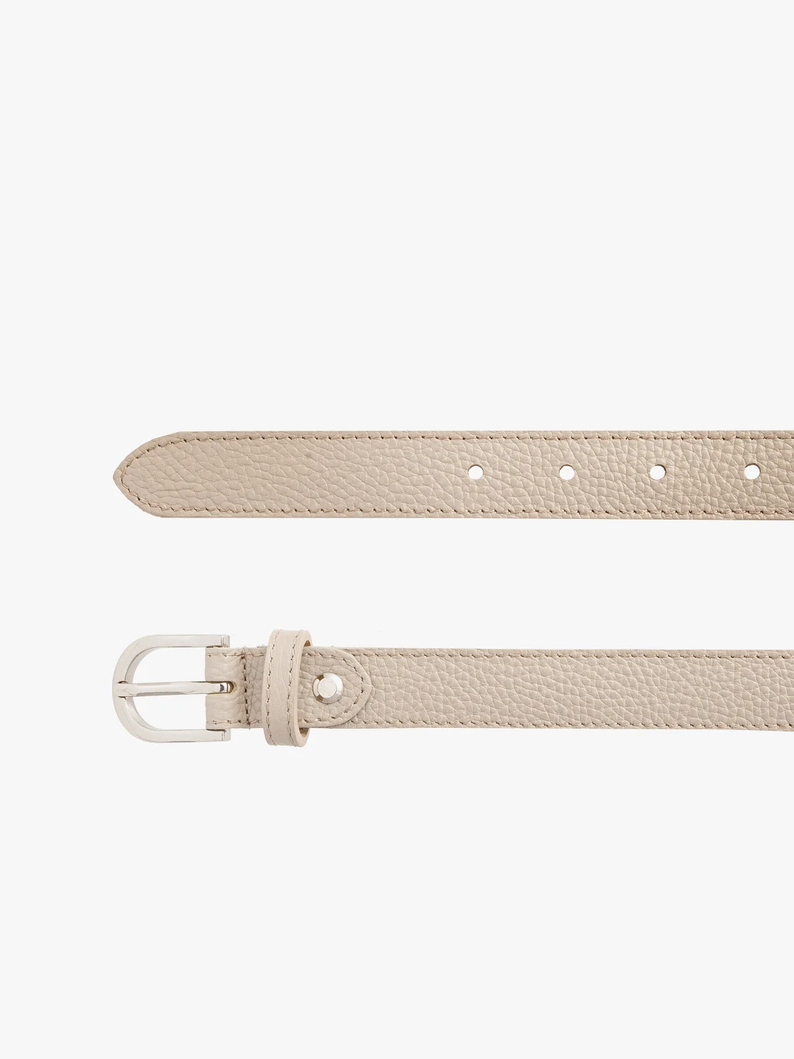 Beżowy pasek damski ze srebrną klamrą