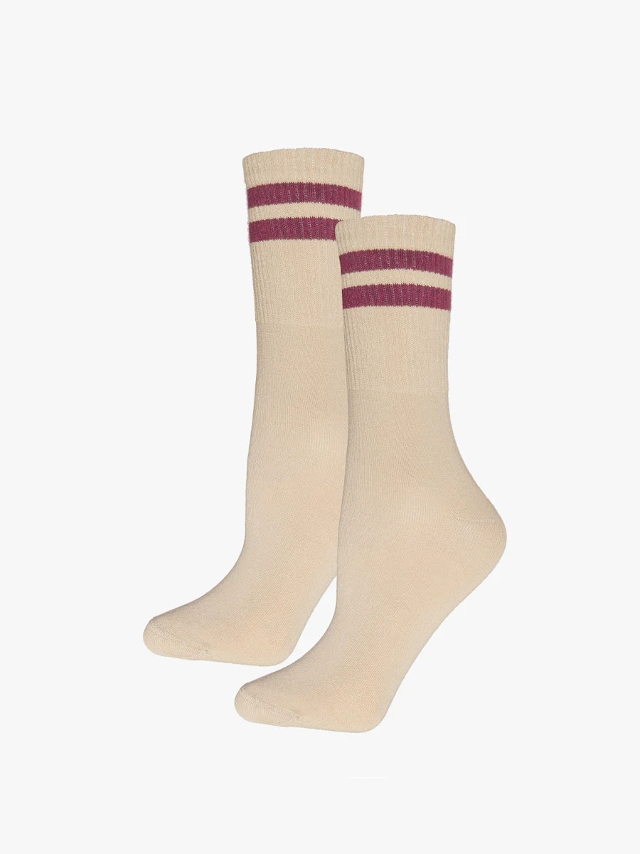 Beżowe skarpety z paskami