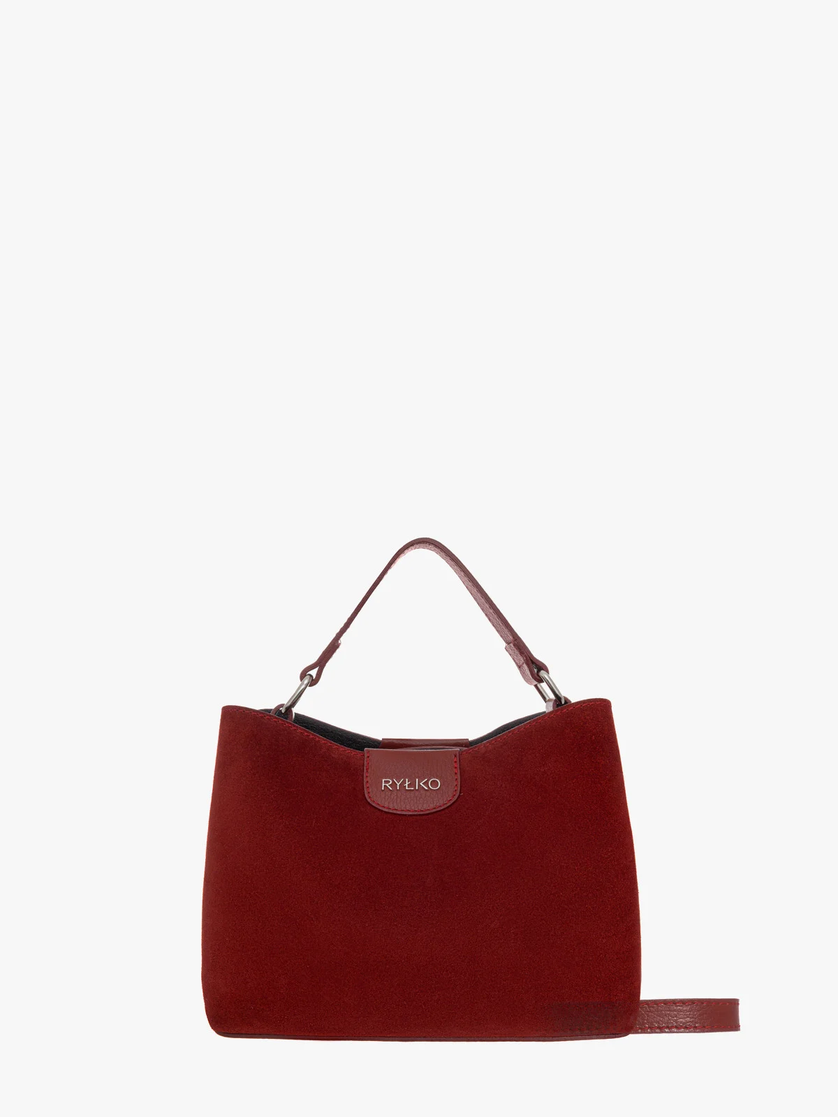 Bordowa torebka z łączonych skór