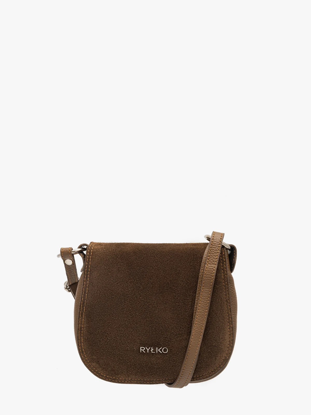 Brązowa torebka typu listonoszka z klapą